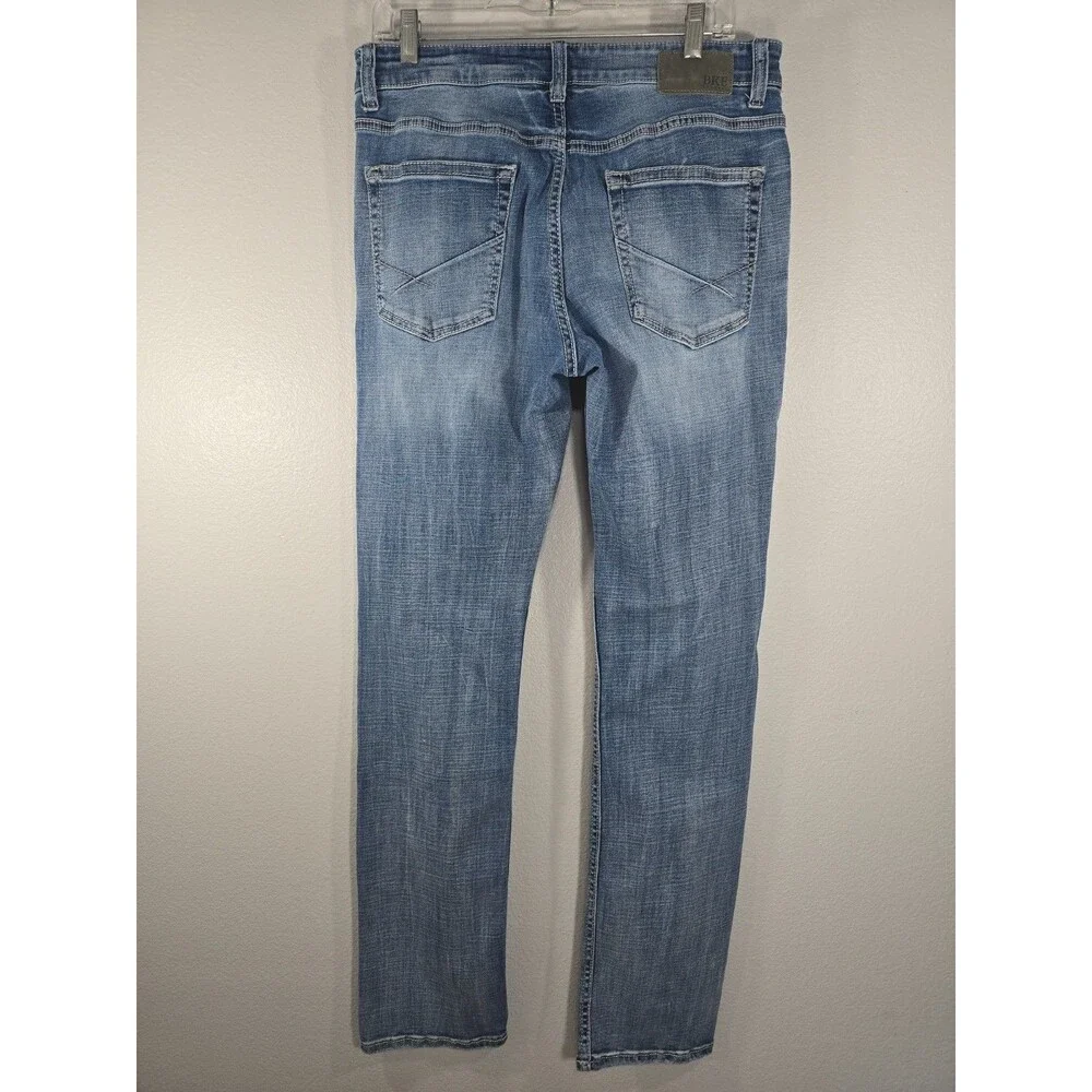 BKE Alec Mens Medium Wash Straight Leg Denim Jeans whiskered y2k 34x33 BO